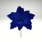 Royal Blue Velvet Poinsettia Stem – 12.5" Christmas Flower Pick